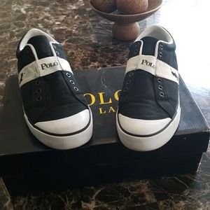 Black and white polo shoes